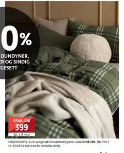 Bohus Eivor sengesett bomullsflanell grønn, NOK 399 tilbud