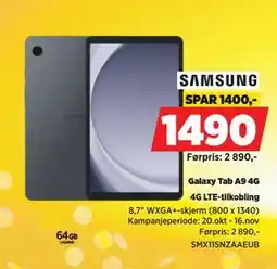 POWER Galaxy Tab A9 4G, NOK 1490 tilbud