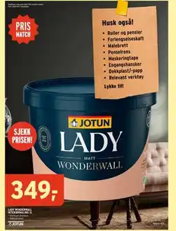 Montér LADY WONDERWALL INTERIØRMALING 3L, NOK 349 tilbud