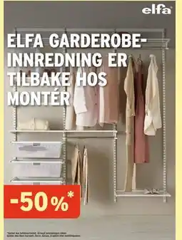 Montér ELFA GARDEROBEINNREDNING ER TILBAKE HOS MONTÉR tilbud