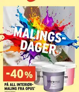 Montér 40% PÅ ALL INTERIØRMALING FRA OPUS tilbud