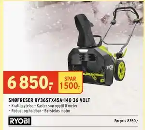 SNØFRESER RY36STX45A-140 36 VOLT, NOK 6850
