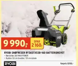 Montér RYOBI SNØFRESER RY36STX53B-160 BATTERIDREVET, NOK 9990 tilbud