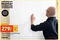 Montér VEGGPLATE TREFIBER 11x620 MM 2420 MM, NOK 299, Medlemspris tilbud