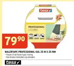 Montér MALERTAPE PROFESSIONAL GUL 25 M X 25 MM, NOK 79.9 tilbud