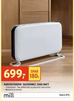 Montér KONVEKTOROVN SG2000MEC 2000 WATT, NOK 699 tilbud