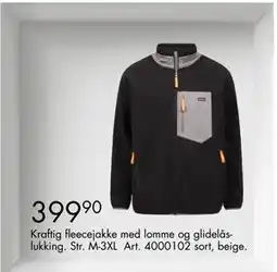 Sparkjøp Kraftig fleecejakke med lomme og glidelåslukking, NOK 399.9 tilbud