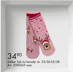 Sparkjøp Sokker 2pk m/reinsdyr, NOK 34.9 tilbud