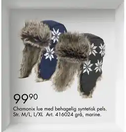 Sparkjøp Chamonix lue med behagelig syntetisk pels, NOK 99.9 tilbud