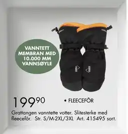 Sparkjøp Grattangen vanntette votter, NOK 199.9 tilbud