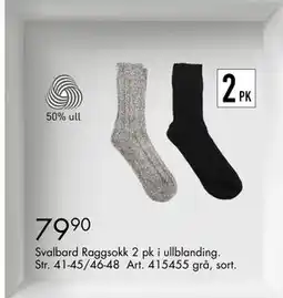 Sparkjøp Svalbard Raggsokk 2 pk i ullblandiNG, NOK 79.9 tilbud
