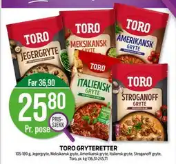 Kiwi TORO GRYTERETTER, NOK 25.8 tilbud