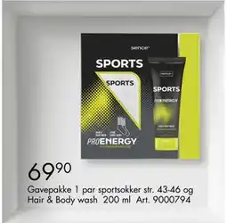 Sparkjøp Gavepakke 1 par sportsokker str. 43-46 og Hair & Body wash 200 ML, NOK 69.9 tilbud