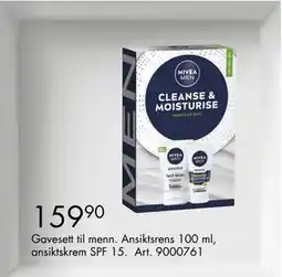 Sparkjøp Gavesett til menn Ansiktsrens 100 ml, ansiktskrem SPF 15, NOK 159.9 tilbud