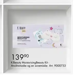 Sparkjøp K-Beauty MoisturisingBeauty Kit Ansiktsmaske og en sovemaske, NOK 139.9 tilbud