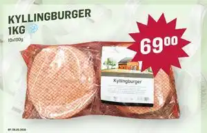 Holdbart KYLLINGBURGER 1KG, NOK 69 tilbud