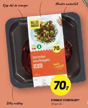 STRIMLET STORFEKJØTT, NOK 70