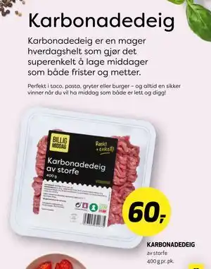 KARBONADEDEIG., NOK 60