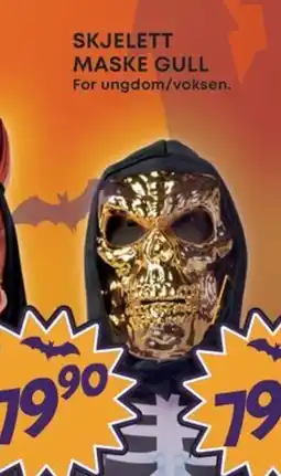 Extra Leker Skjelett maske gull tilbud