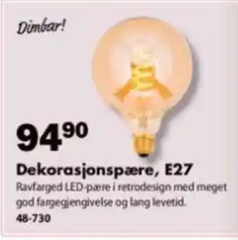 Biltema Dekorasjonspære, E27 tilbud