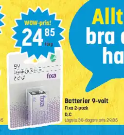 Eurocash FIXA Batterier 9-volt tilbud