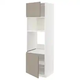 IKEA Metod Høyskap f ovn/mikro m 2 dører/hylle, hvit/upplöv matt mørk beige, 60x60x200 cm tilbud