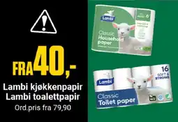 Europris Lambi kjøkkenpapir Lambi toalettpapir tilbud