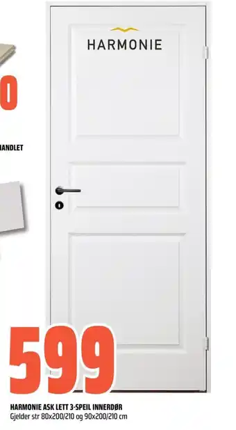 Obs Bygg Harmonie ask lett 3-speil innerdør tilbud