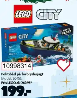 BR Leker LEGO CITY Politibåd på forbryderjagt Model: 60456. tilbud