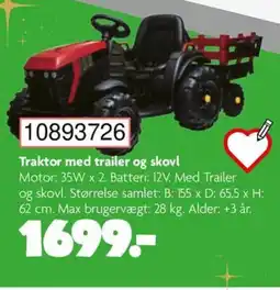 BR Leker Traktor med trailer og skovl tilbud