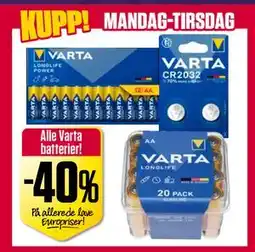 Europris Alle Varta batterier! tilbud