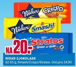 Europris NIDAR SJOKOLADE, NOK 20 tilbud