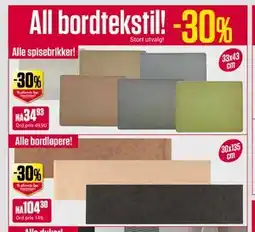 Europris All bordtekstil! tilbud