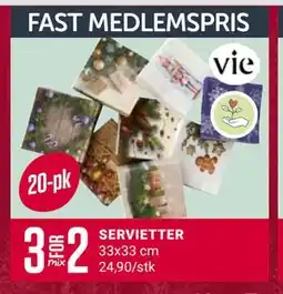 Europris SERVIETTER, NOK 24.9 tilbud