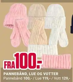 Europris PANNEBÅND, LUE OG VOTTER tilbud