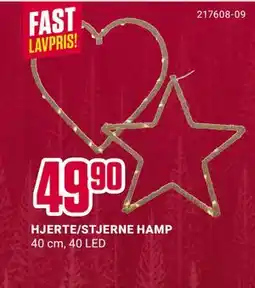 Europris HJERTE/STJERNE HAMP, NOK 49.9 tilbud