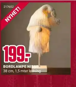Europris BORDLAMPE NISSE, NOK 199 tilbud