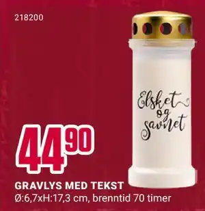 Europris GRAVLYS MED TEKST, NOK 44.9 tilbud