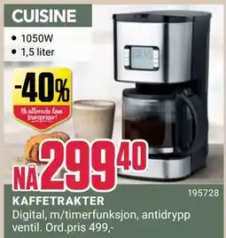 Europris KAFFETRAKTER, NOK 299.4 tilbud