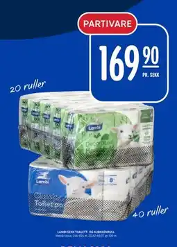 Rema 1000 LAMBI SEKK TOALETT- OG KJØKKENRULL, NOK 169.9 tilbud
