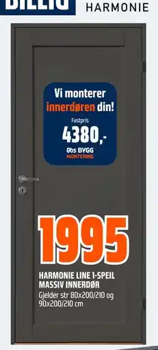 Obs Bygg HARMONIE LINE 1-SPEIL MASSIV INNERDØR, NOK 1995 tilbud