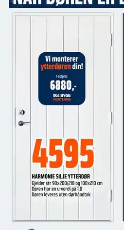 Obs Bygg HARMONIE SILJE YTTERDØR, NOK 4595 tilbud
