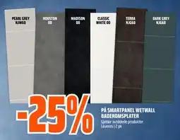Obs Bygg 25% PÅ SMARTPANEL WETWALL BADEROMSPLATER tilbud