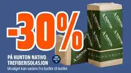 Obs Bygg 30% PÅ HUNTON NATIVO TREFIBERISOLASJON tilbud