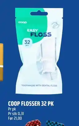 Coop Obs COOP FLOSSER 32 PK, NOK 10 tilbud