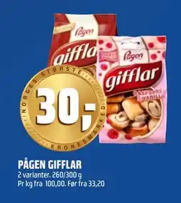 Coop Obs PÅGEN GIFFLAR, NOK 20 tilbud