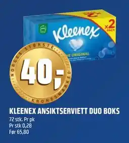 Coop Obs KLEENEX ANSIKTSERVIETT DUO BOKS, NOK 40 tilbud