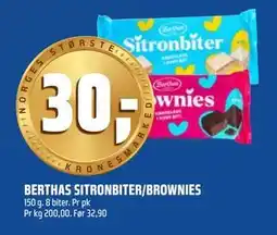 Coop Obs BERTHAS SITRONBITER/BROWNIES, NOK 30 tilbud