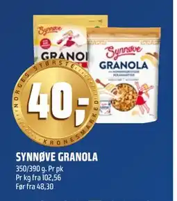 Coop Obs SYNNØVE GRANOLA, NOK 40 tilbud