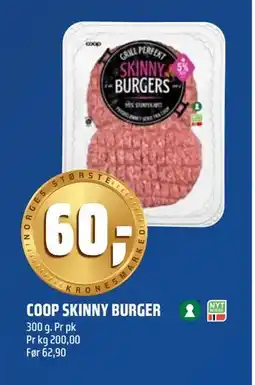 Coop Obs COOP SKINNY BURGER, NOK 60 tilbud